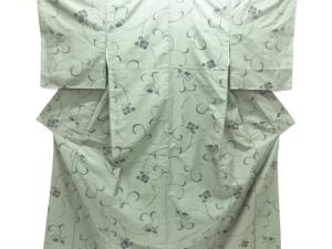 花唐草模様織出し手織り紬着物